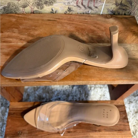 a new day Clear and Tan Heeled Mules - Picture 4 of 6